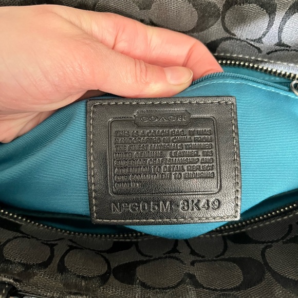 Coach 8K49 Signature Jacquard Black Leather Shoulder Bag - Picture 5 of 7